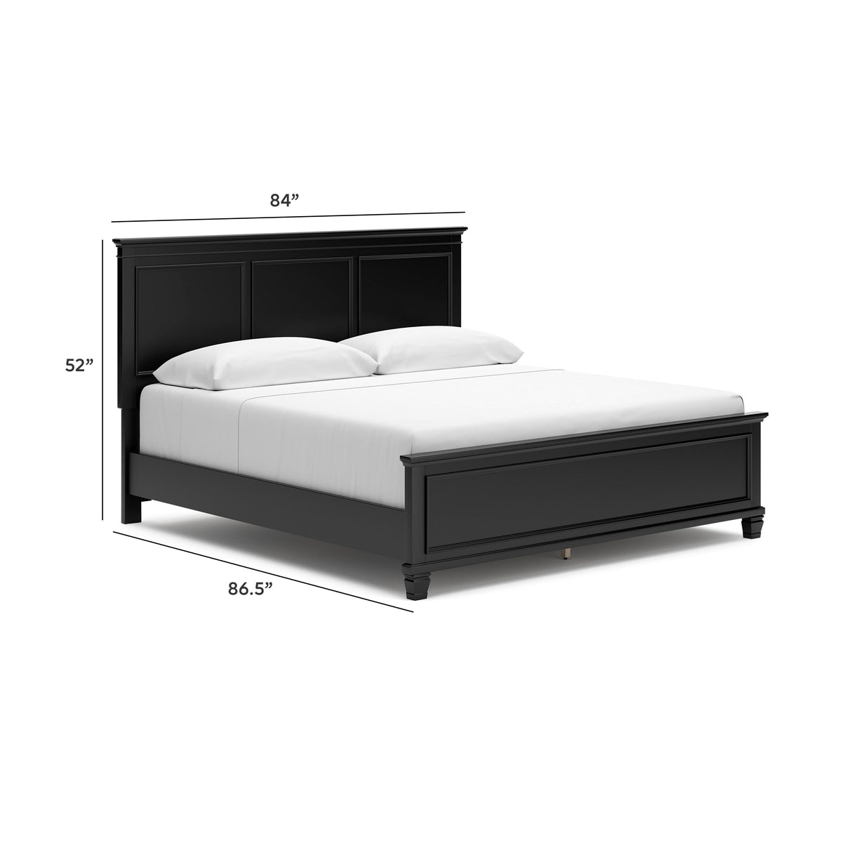 Lanolee King Panel Bed with Mirrored Dresser and 2 Nightstands in Black from Ashley - Luna Furniture
