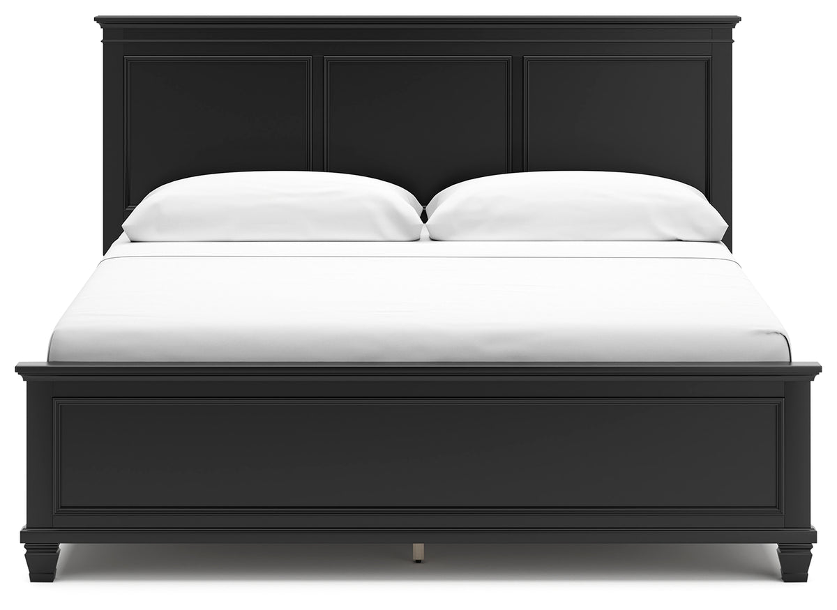 Lanolee Black King Panel Bed, Dresser, Mirror and Nightstand from Ashley - Luna Furniture