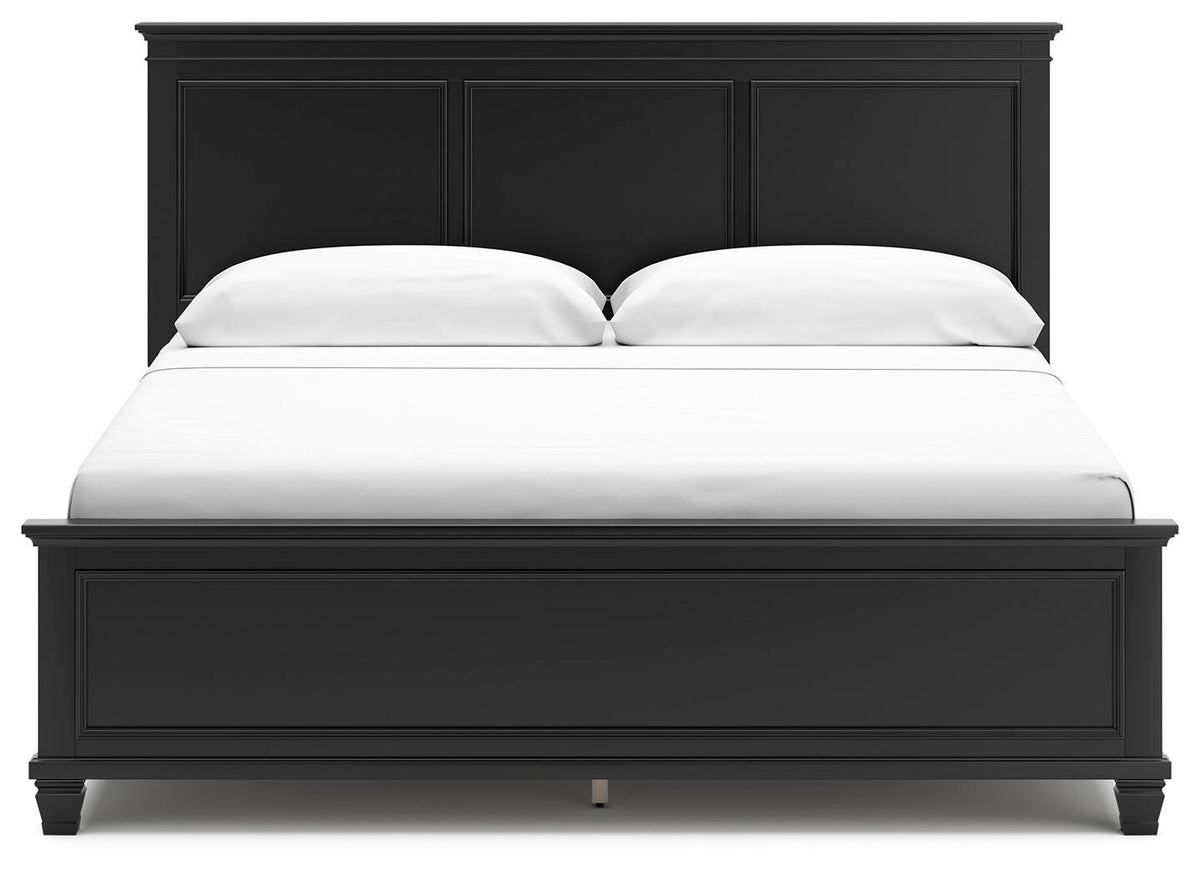 Lanolee Black King Panel Bed, Dresser, Mirror and Nightstand from Ashley - Luna Furniture