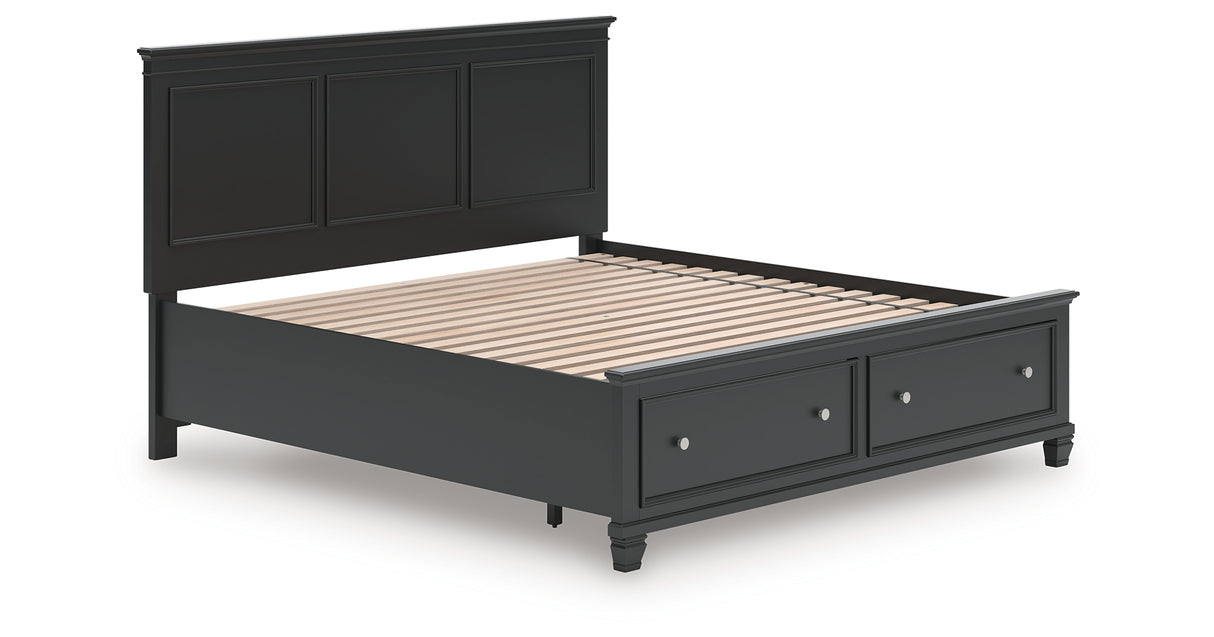 Lanolee King Panel Storage Bed with Dresser in Black from Ashley - Luna Furniture
