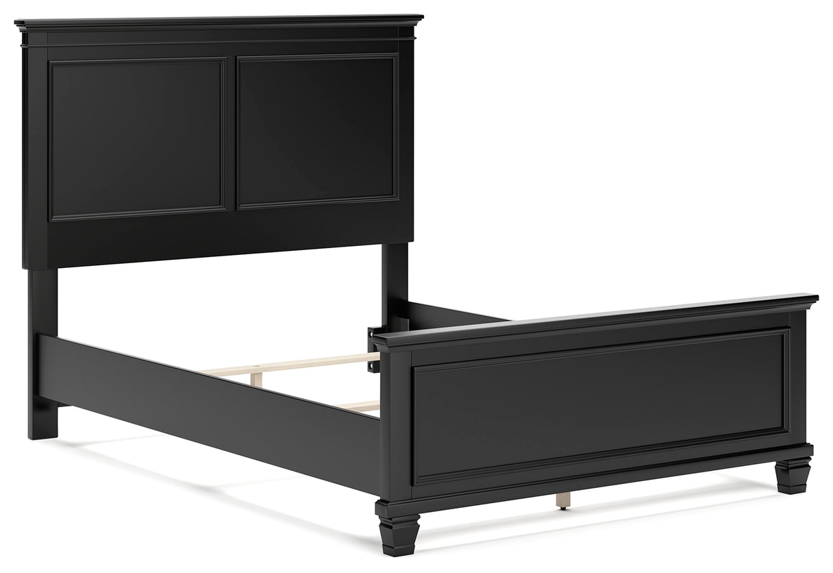 Lanolee Full Panel Bed with Mirrored Dresser in Black from Ashley - Luna Furniture
