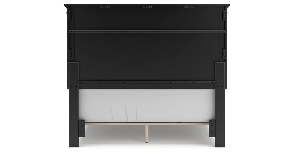 Lanolee Full Panel Bed with Mirrored Dresser and Chest in Black from Ashley - Luna Furniture
