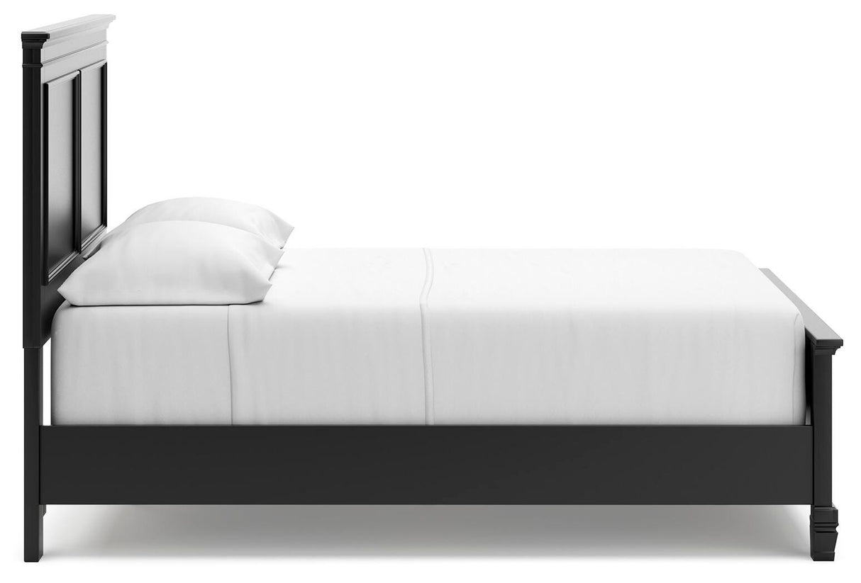 Lanolee Full Panel Bed with Mirrored Dresser in Black from Ashley - Luna Furniture