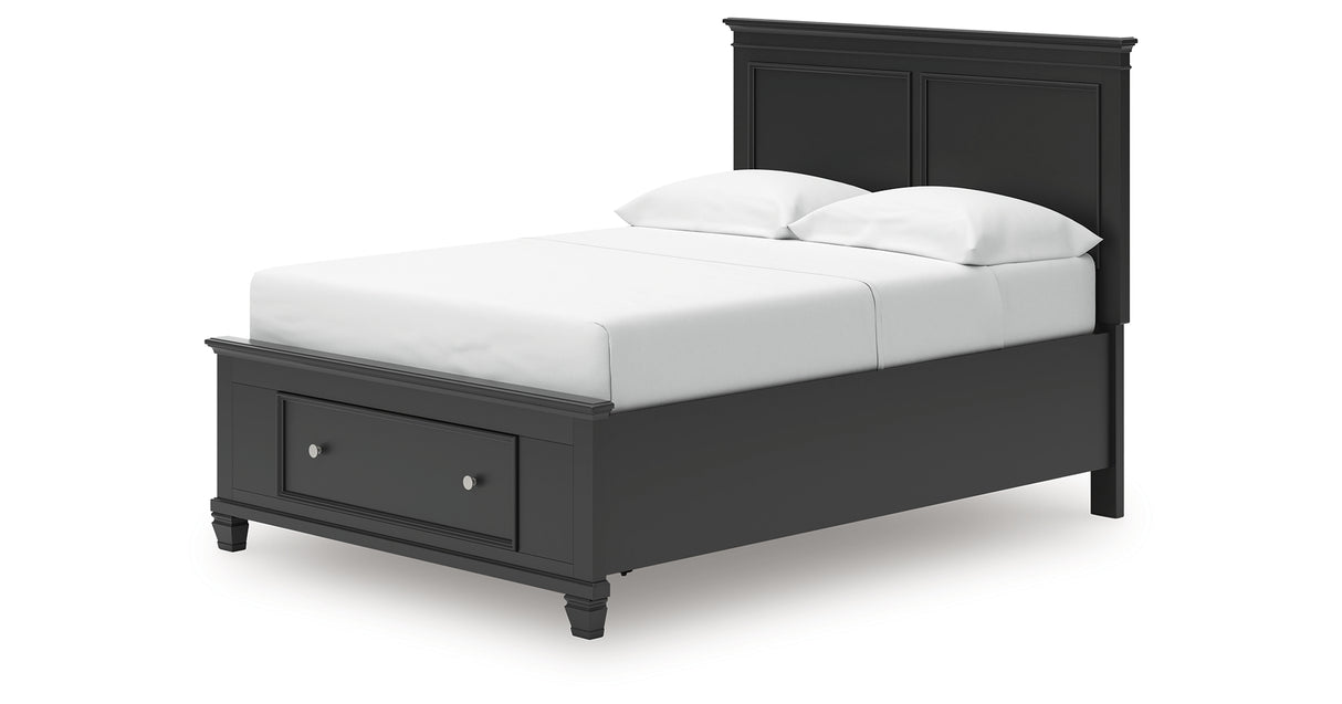 Lanolee Full Panel Storage Bed with Mirrored Dresser and Nightstand in Black from Ashley Furniture - Luna Furniture