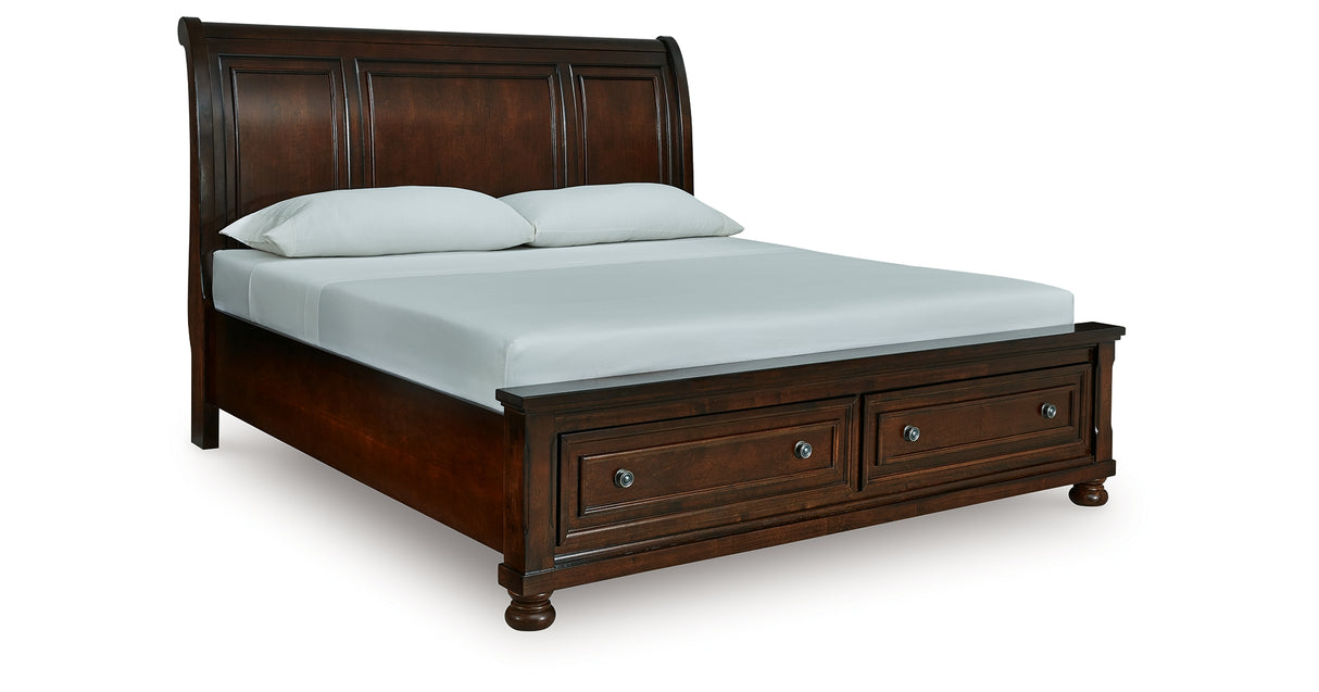 Porter Rustic Brown California King Sleigh Storage Platform Bed from Ashley Furniture - Luna Furniture