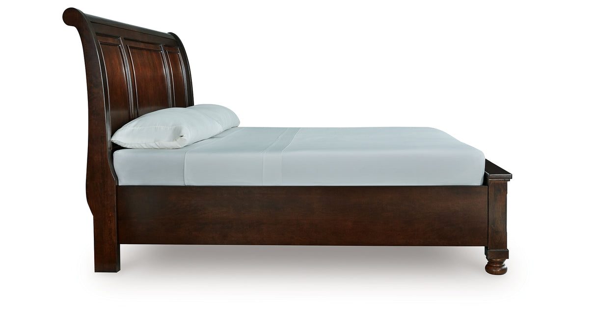 Porter Rustic Brown California King Sleigh Storage Platform Bed from Ashley Furniture - Luna Furniture