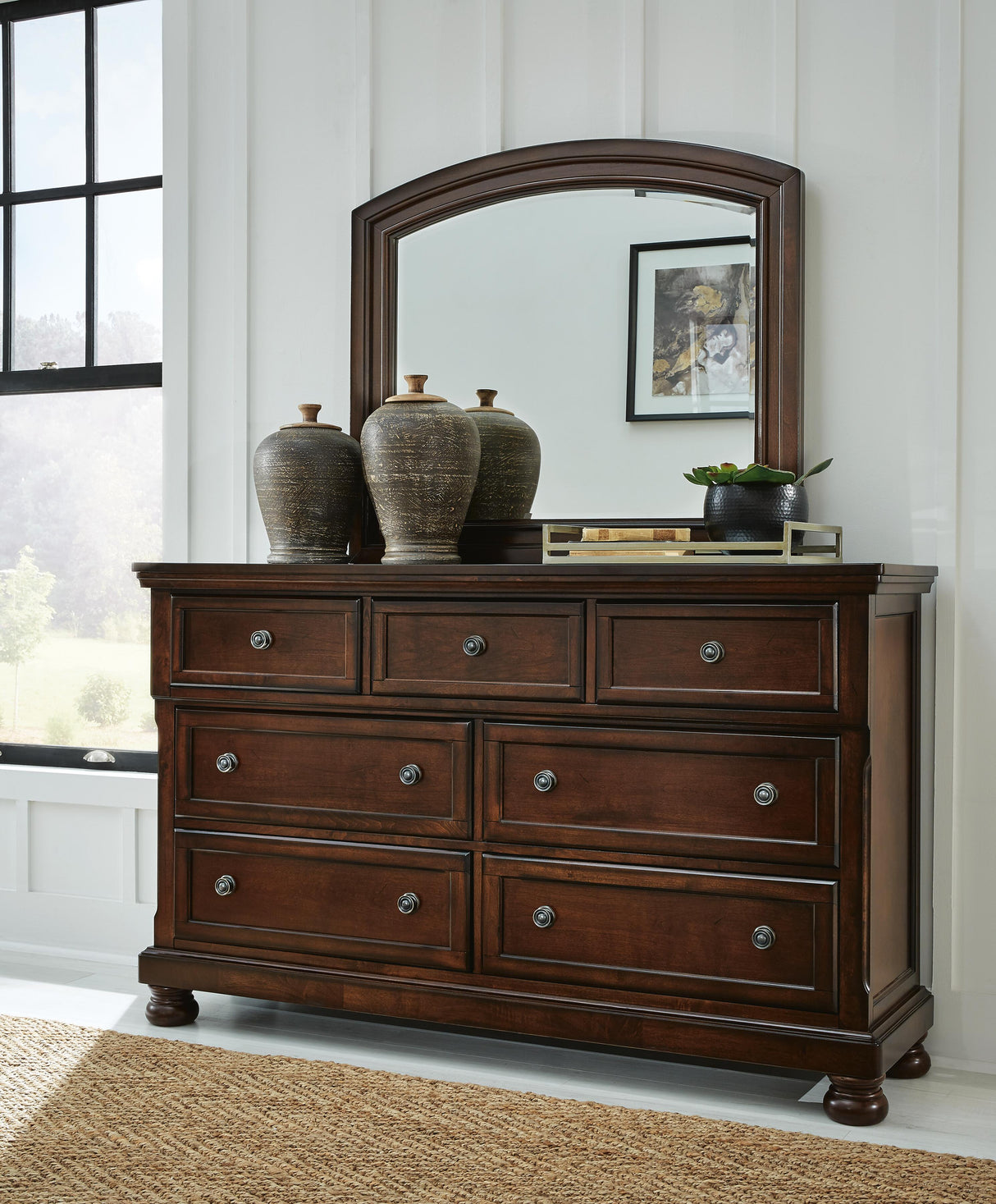 Porter Rustic Brown Dresser and Mirror from Ashley - Luna Furniture