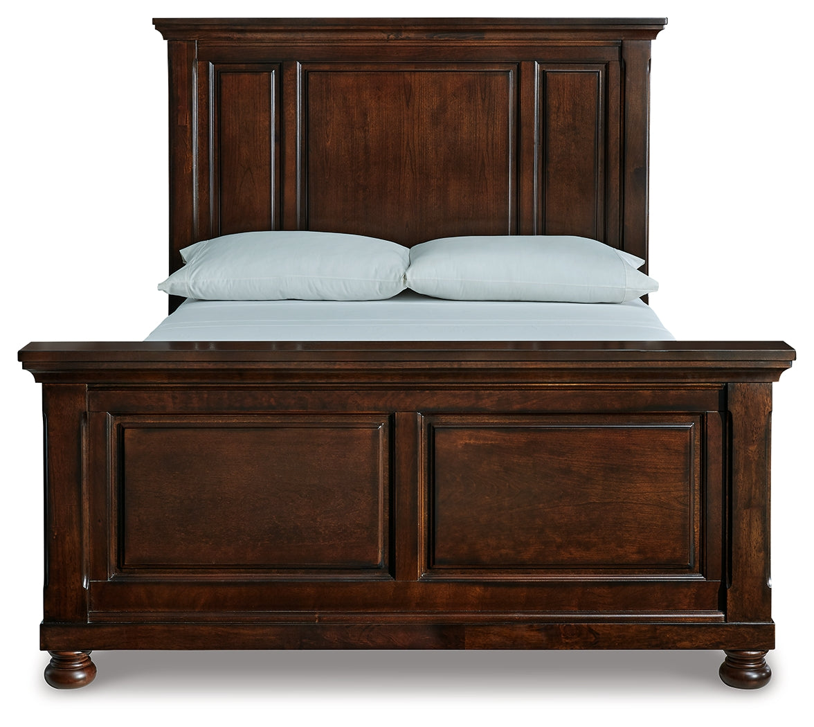 Porter Rustic Brown Queen Panel Bed, Dresser, Mirror and 2 Nightstands from Ashley Furniture - Luna Furniture