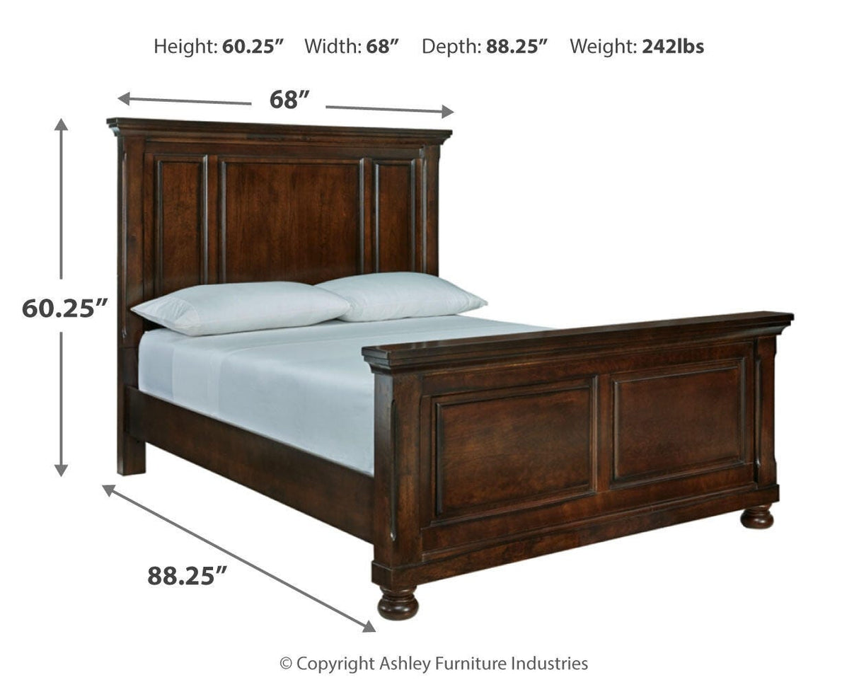 Porter Rustic Brown Queen Panel Bed, Dresser, Mirror and 2 Nightstands from Ashley Furniture - Luna Furniture