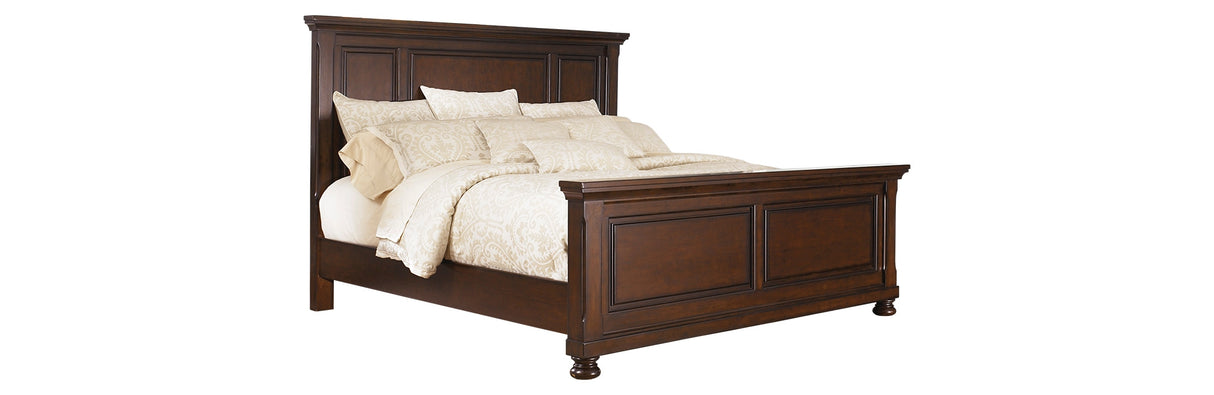 Porter King Panel Bed with Mirrored Dresser and Chest in Rustic Brown from Ashley - Luna Furniture