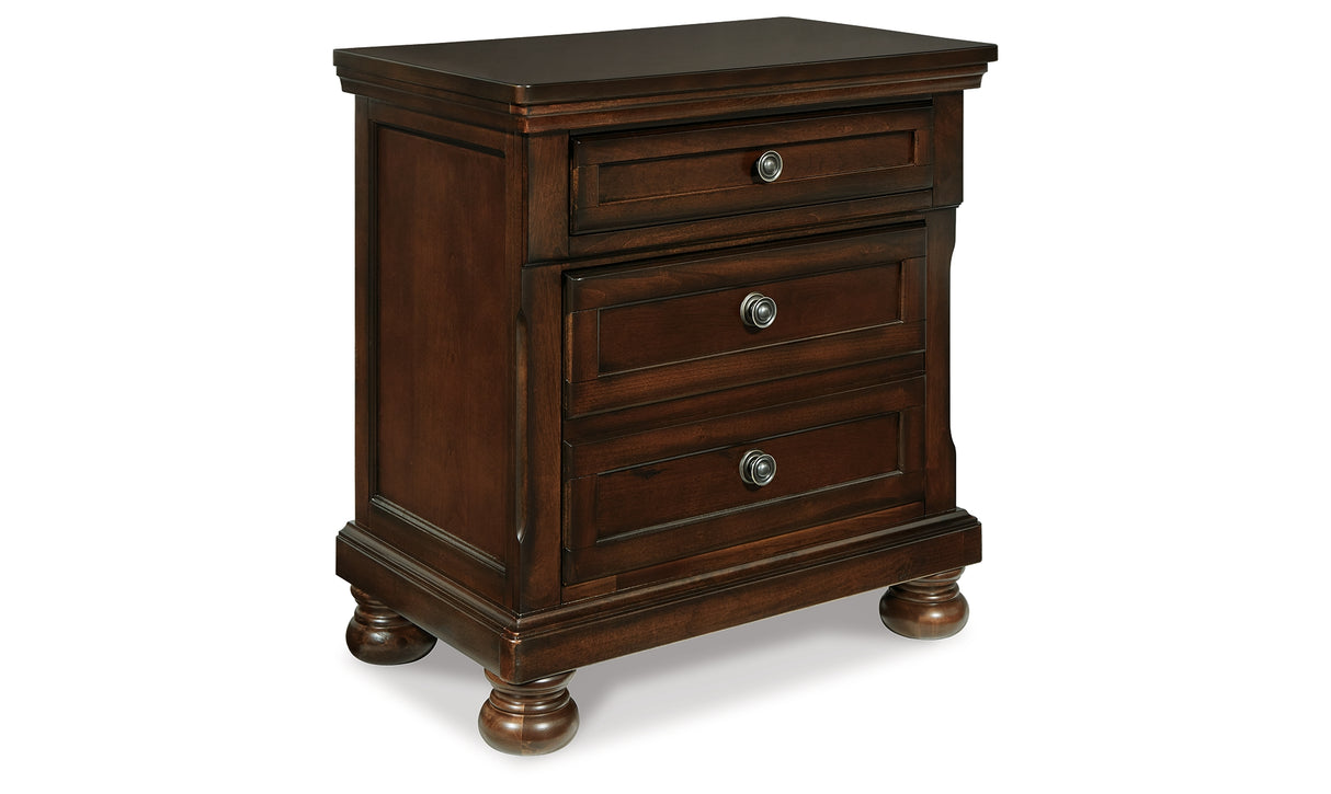 Porter California King Panel Bed with Mirrored Dresser, Chest and 2 Nightstands in Rustic Brown from Ashley Furniture - Luna Furniture