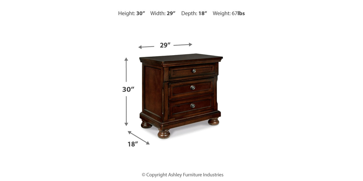 Porter Queen Panel Bed with Mirrored Dresser, Chest and 2 Nightstands in Rustic Brown from Ashley Furniture - Luna Furniture