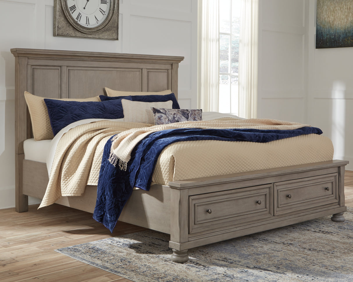 Lettner Light Gray California King Storage Platform Bed from Ashley Furniture - Luna Furniture