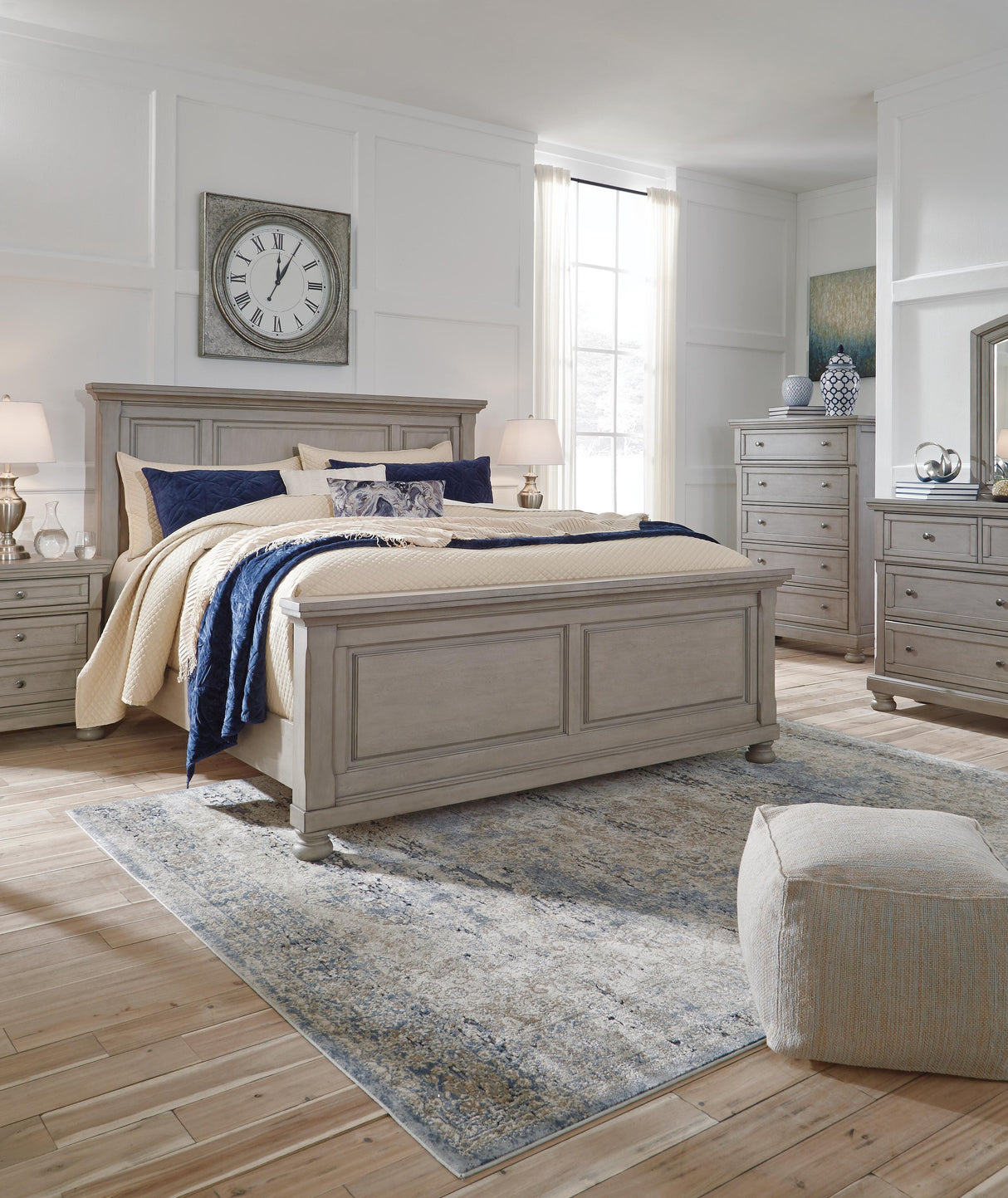 Lettner Light Gray California King Panel Bed from Ashley Furniture - Luna Furniture
