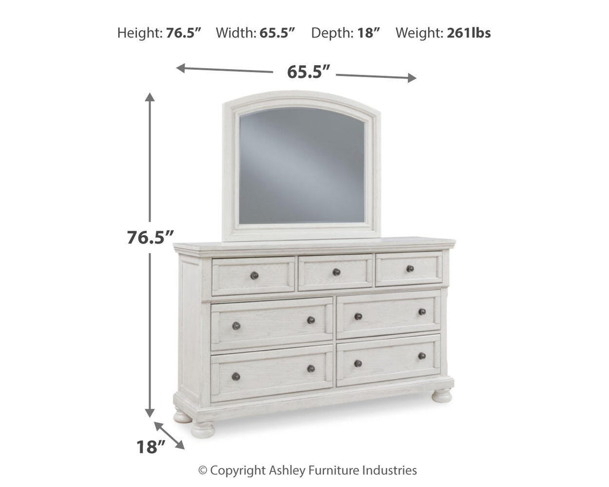 Robbinsdale Antique White Dresser and Mirror from Ashley - Luna Furniture