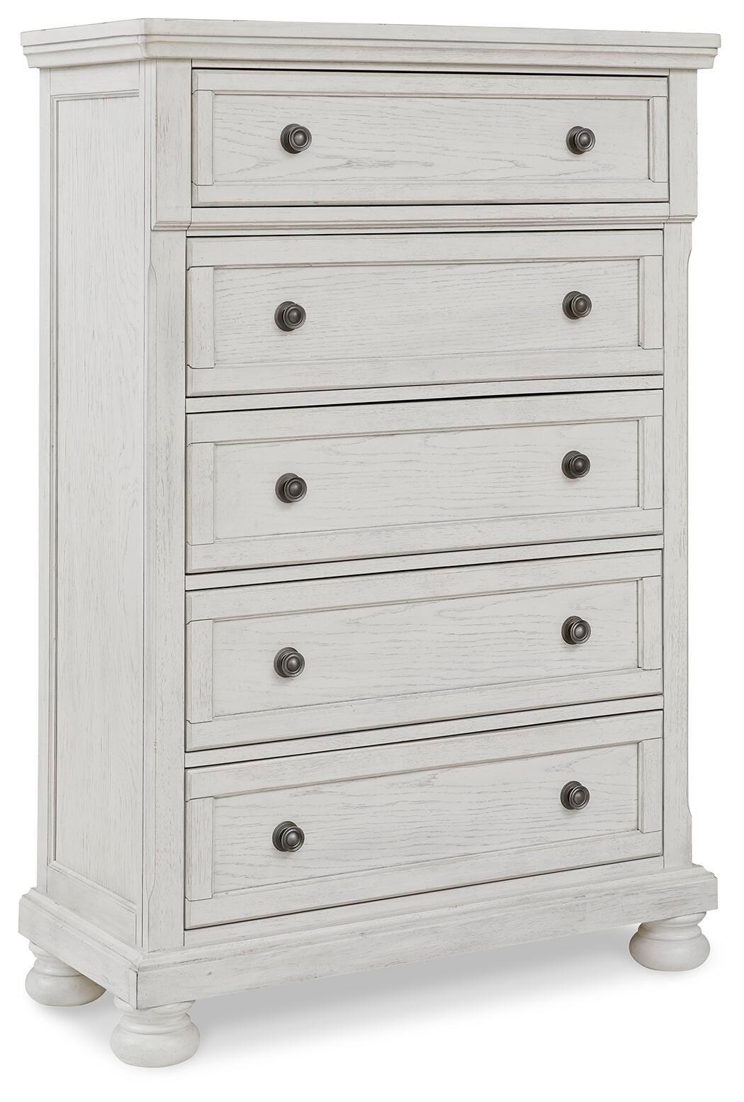 Robbinsdale Antique White King Sleigh Bed with Storage and Dresser, 2 Nightstands from Ashley - Luna Furniture