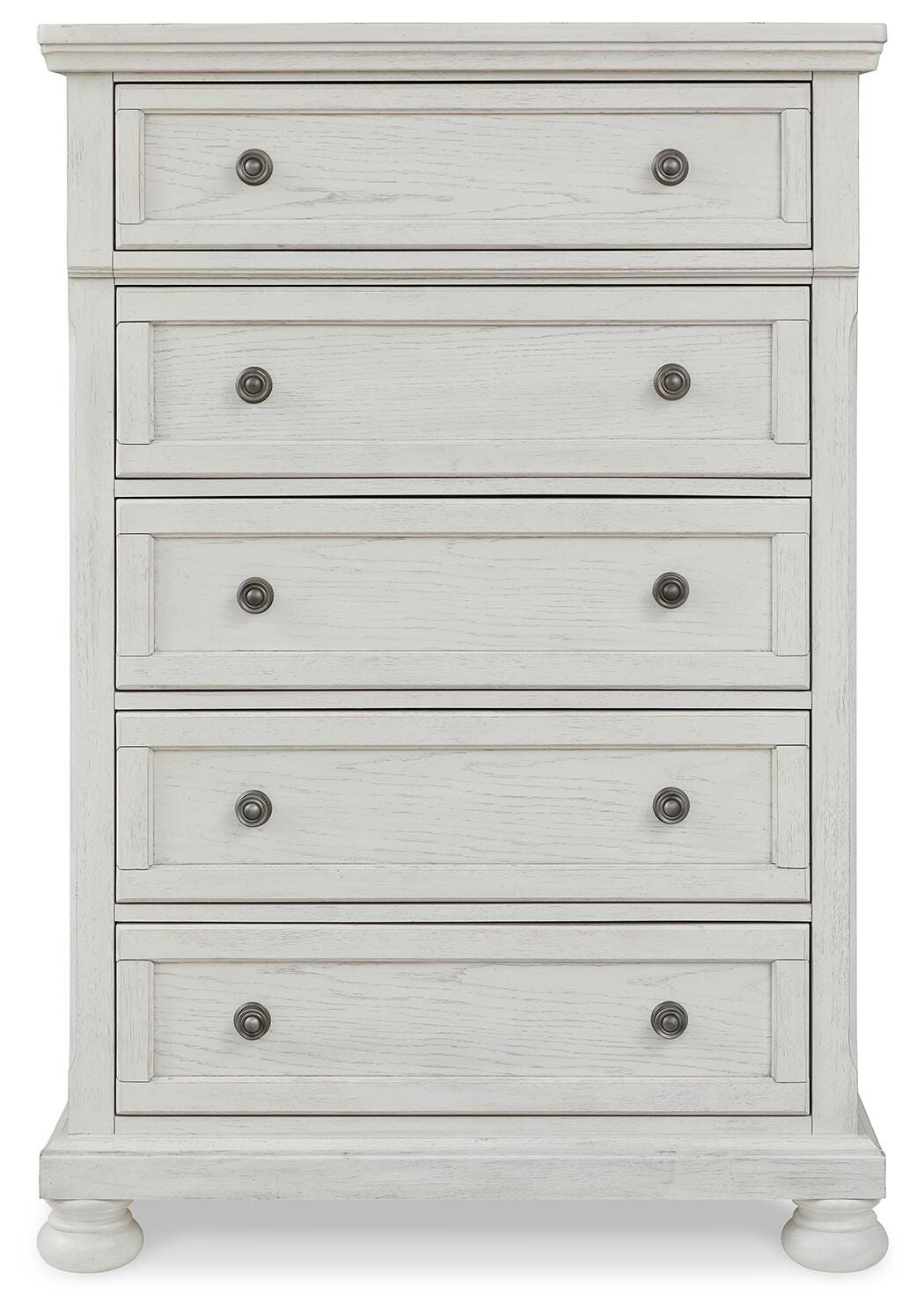 Robbinsdale Antique White King Sleigh Bed with Storage and Dresser, 2 Nightstands from Ashley - Luna Furniture