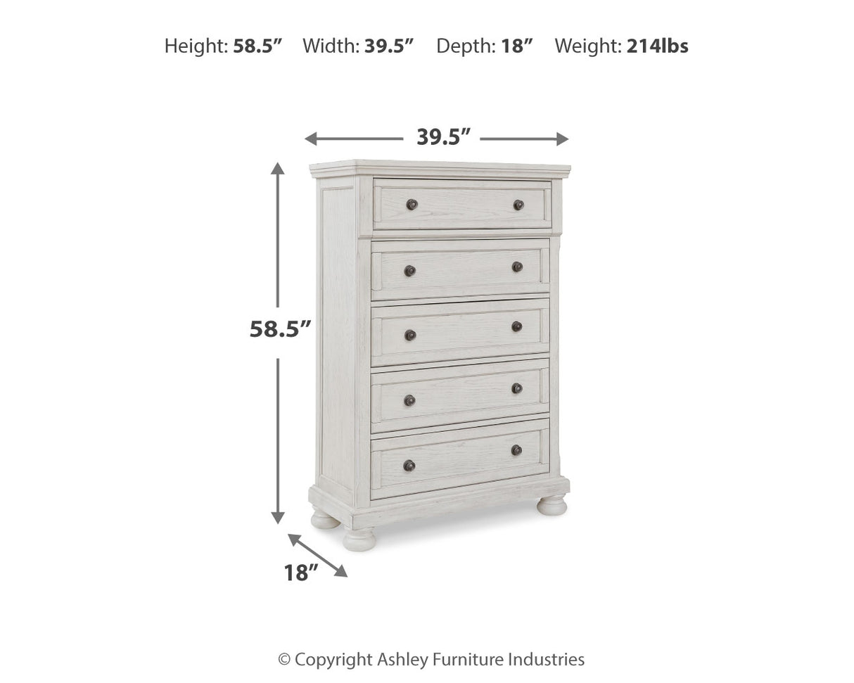 Robbinsdale Queen Panel Storage Bed with Mirrored Dresser and Chest in Antique White from Ashley Furniture - Luna Furniture