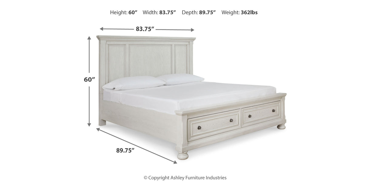 Robbinsdale Antique White King Storage Bed and 2 Nightstands from Ashley - Luna Furniture
