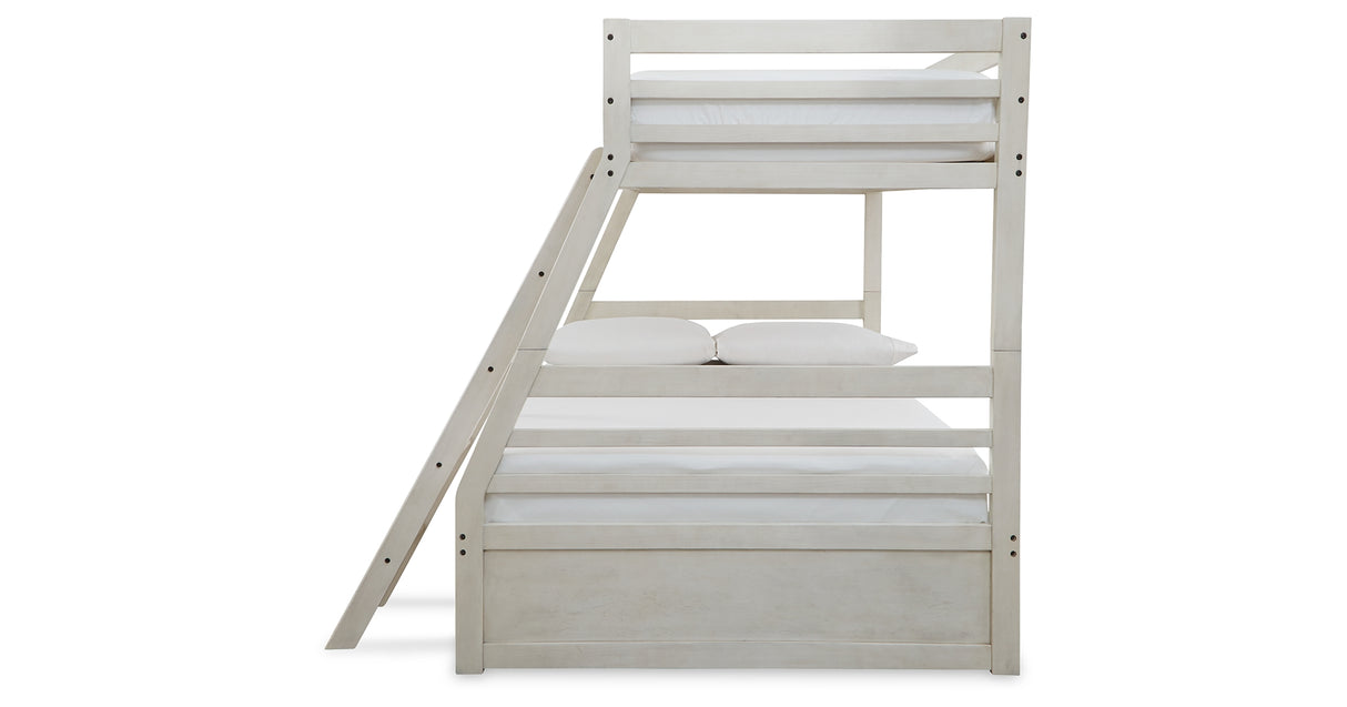 Robbinsdale Antique White Twin over Full with Storage and Mattresses from Ashley - Luna Furniture