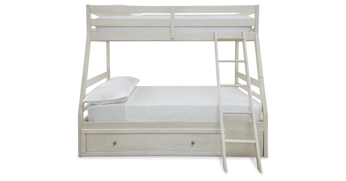 Robbinsdale Antique White Twin over Full with Storage and Mattresses from Ashley - Luna Furniture