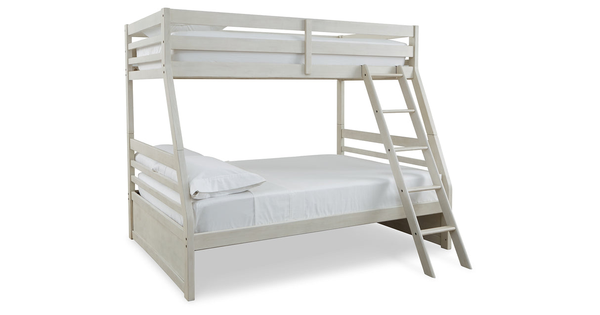 Robbinsdale Antique White Twin over Full Bunk Bed and Mattresses from Ashley - Luna Furniture