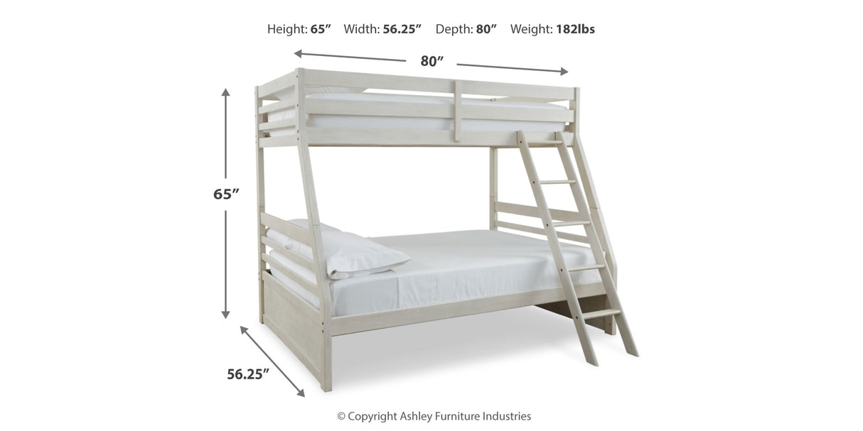 Robbinsdale Antique White Twin over Full Bunk Bed and Mattresses from Ashley - Luna Furniture