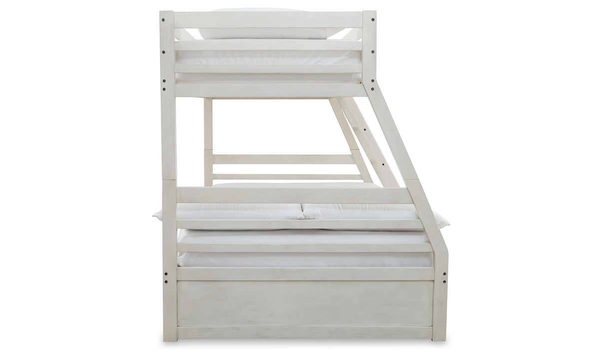 Robbinsdale Antique White Twin over Full Bunk Bed and Mattresses from Ashley - Luna Furniture