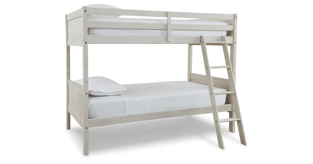 Robbinsdale Antique White Twin Bunk Bed and Mattresses from Ashley - Luna Furniture