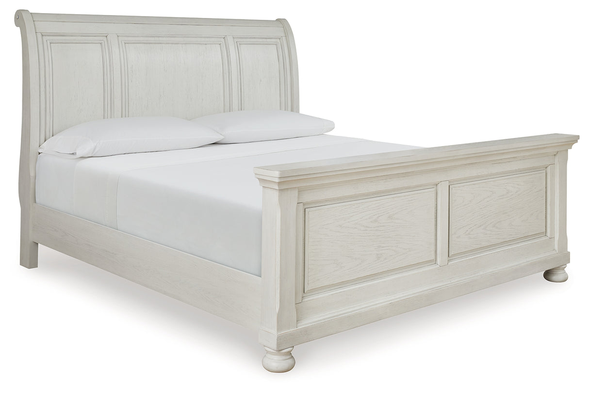 Robbinsdale Antique White King Sleigh Bed, Dresser and Mirror from Ashley Furniture - Luna Furniture