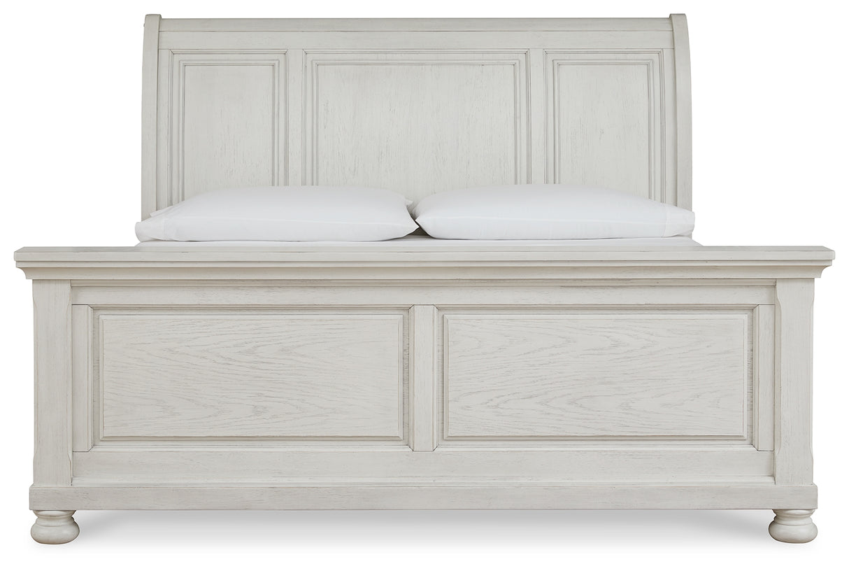 Robbinsdale Antique White King Sleigh Bed, Dresser and Mirror from Ashley Furniture - Luna Furniture