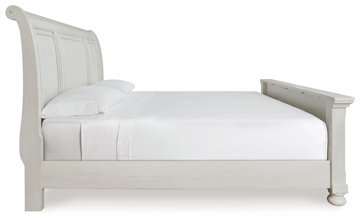 Robbinsdale Antique White King Sleigh Bed, Dresser and Mirror from Ashley Furniture - Luna Furniture