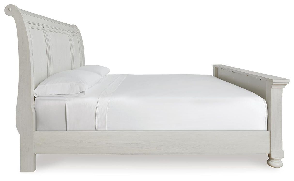 Robbinsdale Antique White King Sleigh Bed, Dresser and Mirror from Ashley Furniture - Luna Furniture