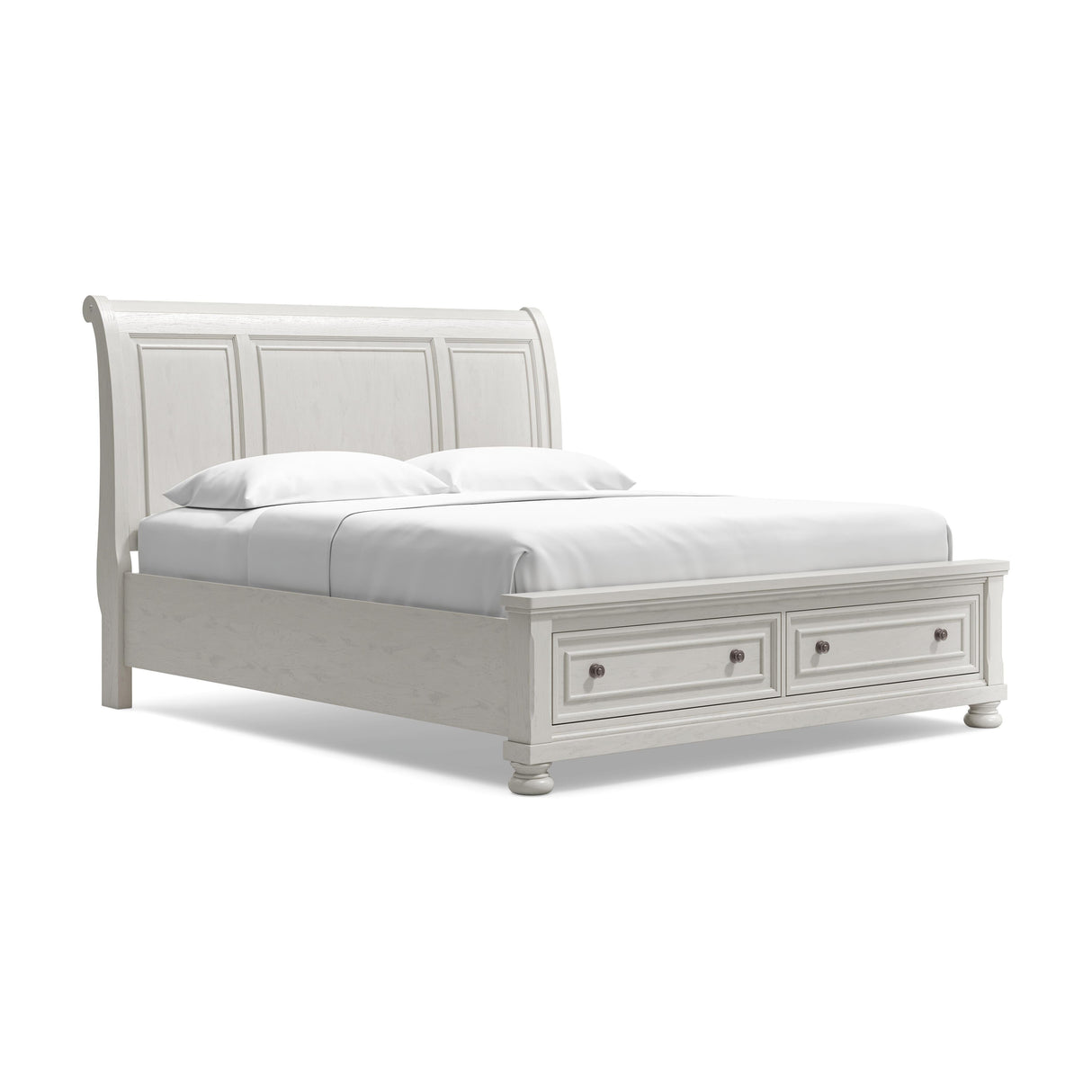 Robbinsdale California King Sleigh Bed with Storage with Dresser in Antique White from Ashley - Luna Furniture