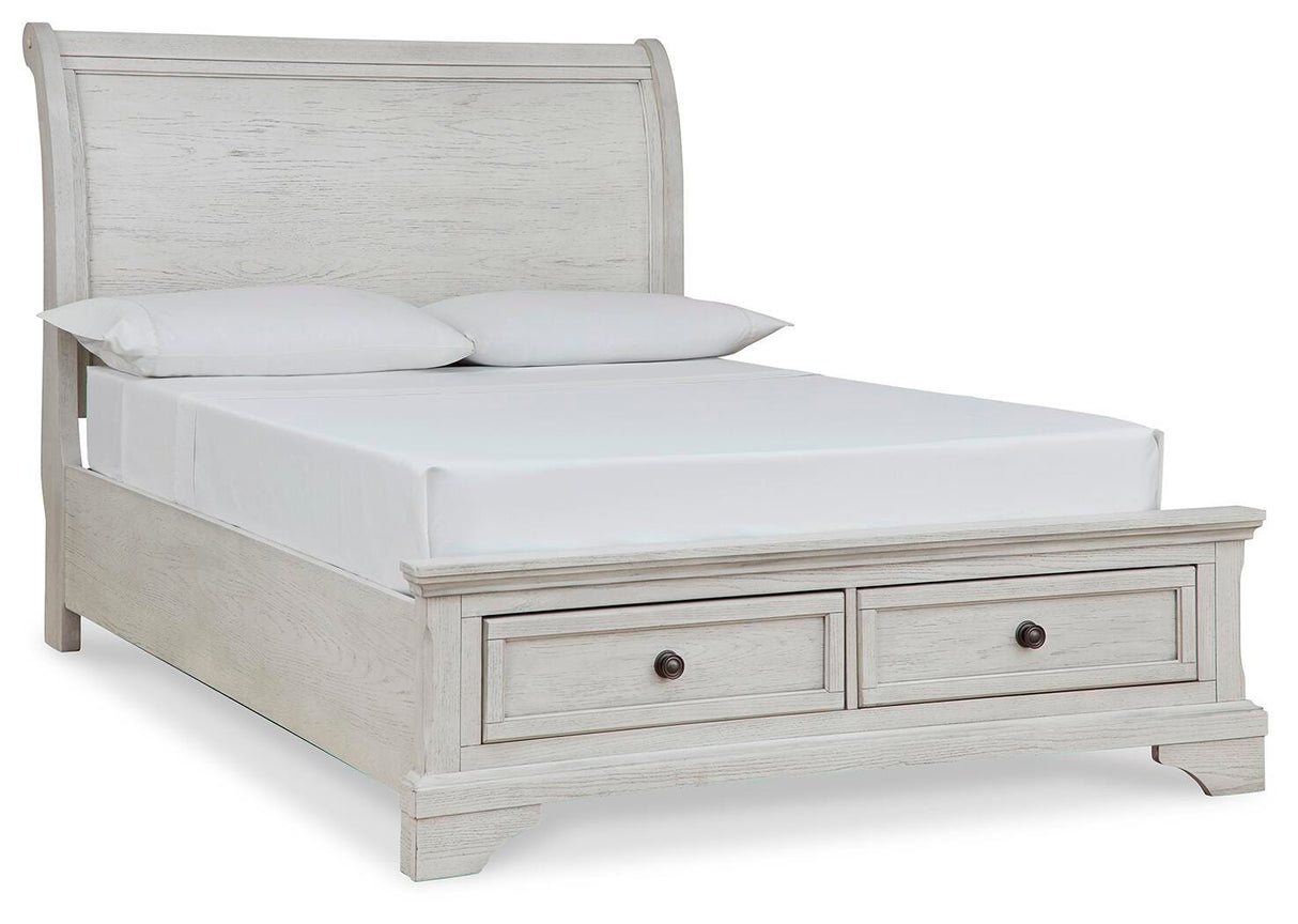 Robbinsdale Antique White Full Storage Bed and Nightstand from Ashley - Luna Furniture