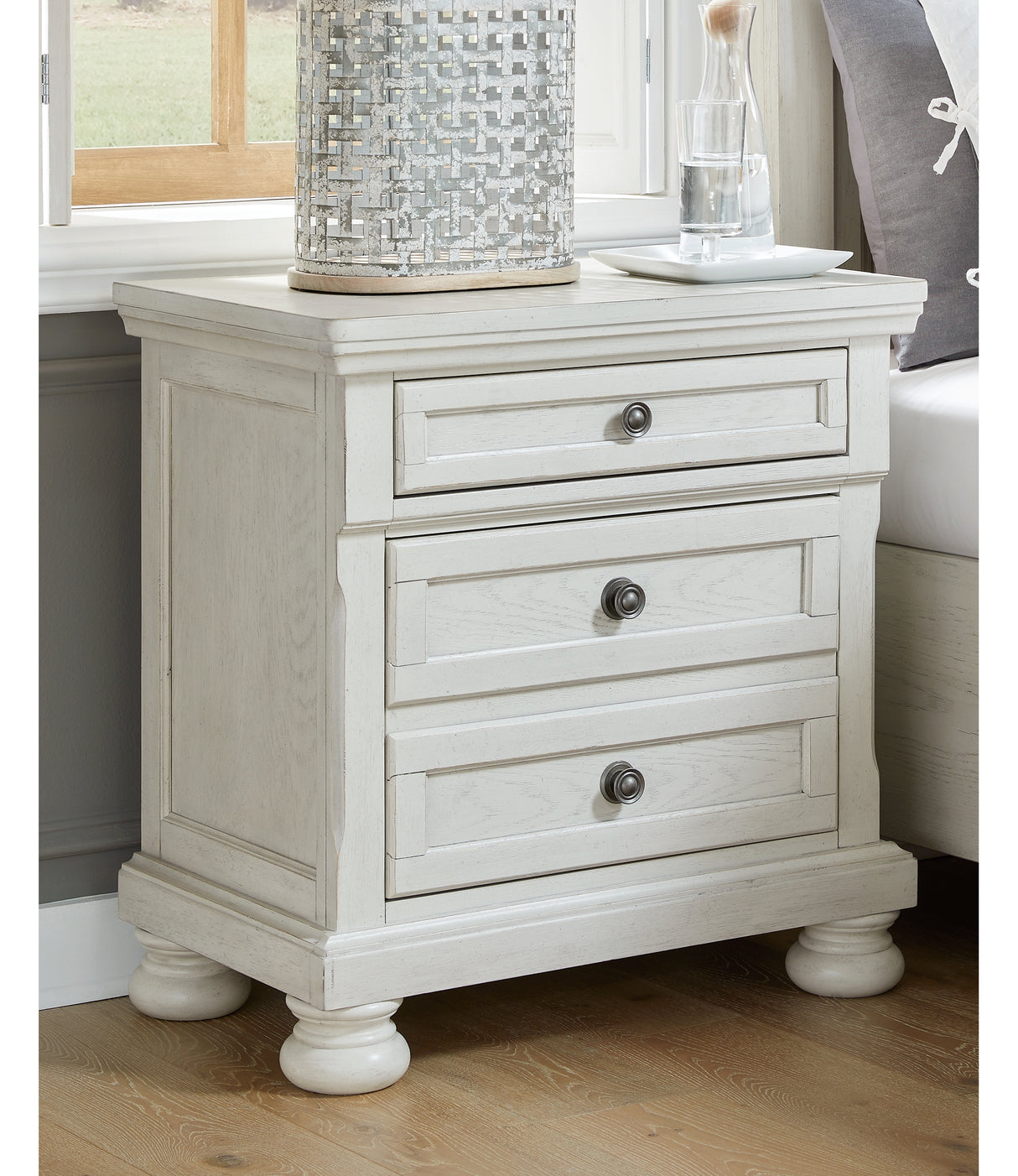 Robbinsdale Antique White King Storage Bed and 2 Nightstands from Ashley - Luna Furniture