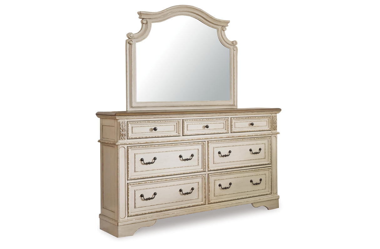 Realyn Two-tone King Panel Bed, Dresser, Mirror, Chest, Vanity and Nightstand from Ashley - Luna Furniture