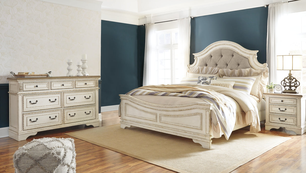 Realyn Two-tone King Panel Bed, Dresser and 2 Nightstands from Ashley - Luna Furniture