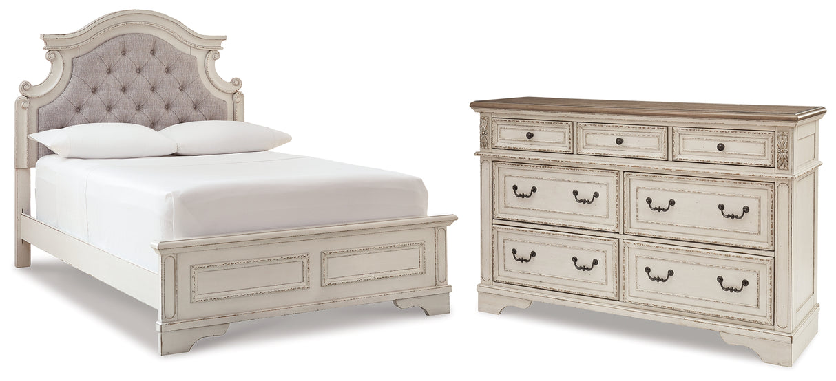 Realyn Full Upholstered Panel Bed and Dresser from Ashley - Luna Furniture