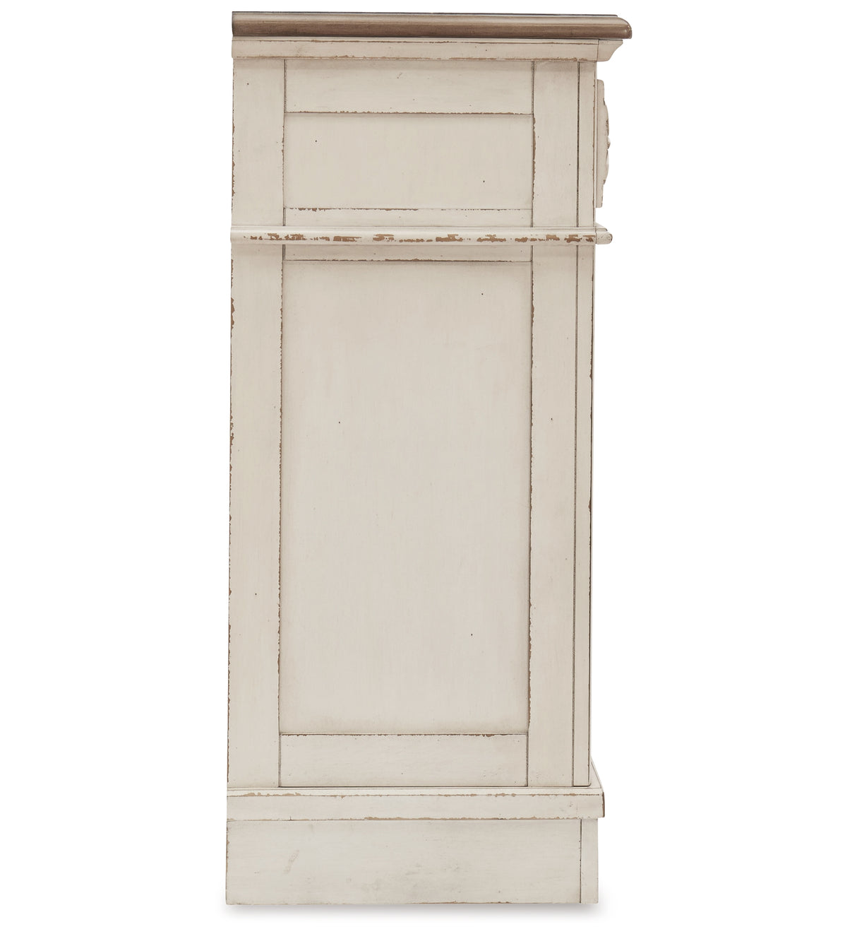 Realyn Antiqued Two Tone Queen Upholstered Storage Bed, Dresser and Nightstand from Ashley Furniture - Luna Furniture