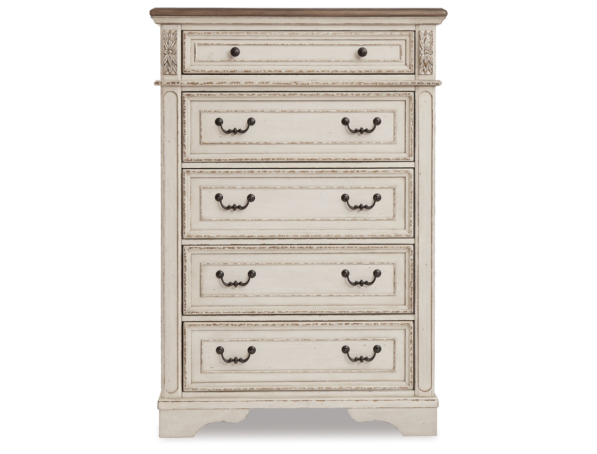 Realyn Two-tone King Storage Bed, Dresser, Chest and 2 Nightstands from Ashley Furniture - Luna Furniture