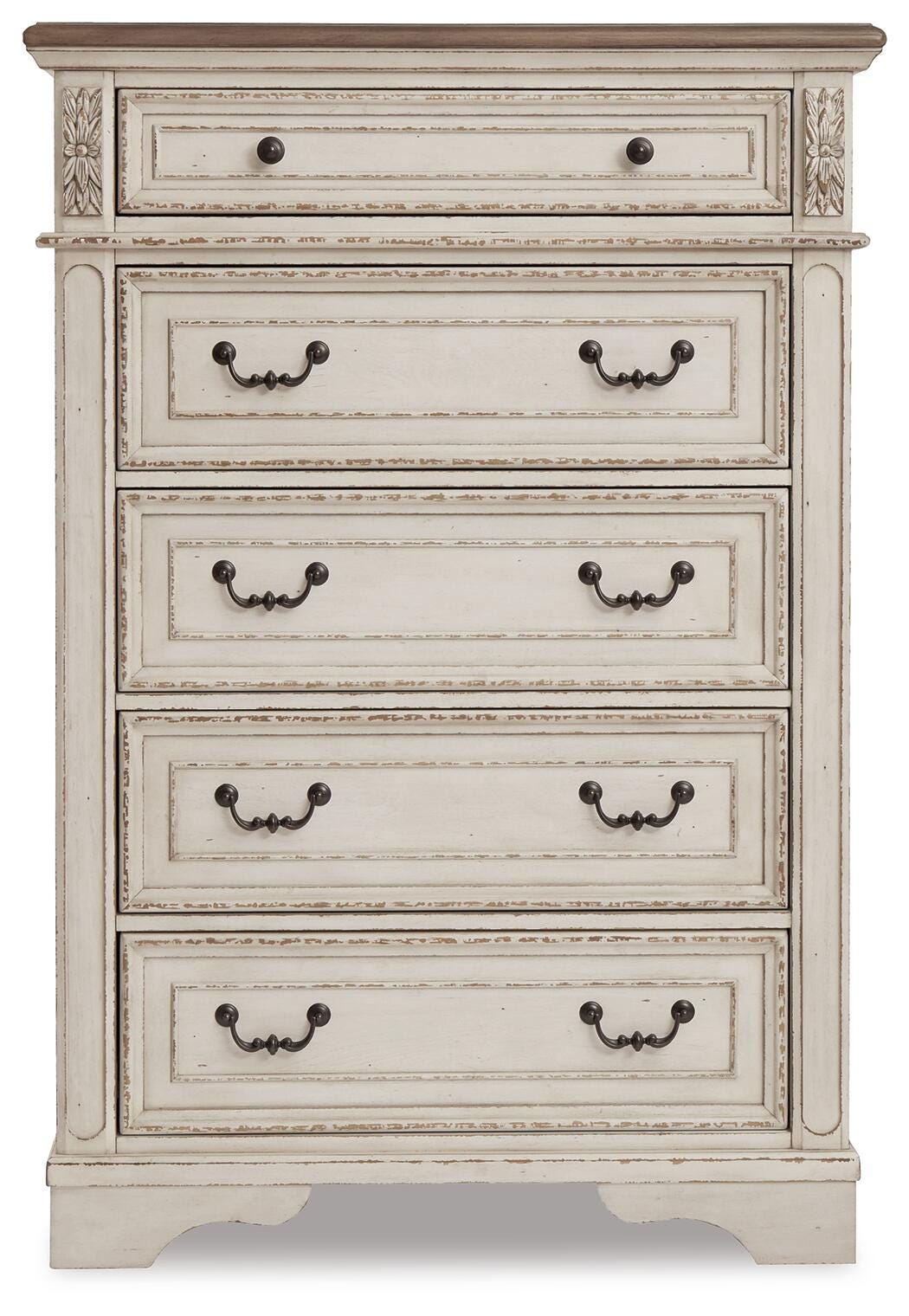 Realyn Chipped White Full Bed, Chest, and Nightstand from Ashley Furniture - Luna Furniture