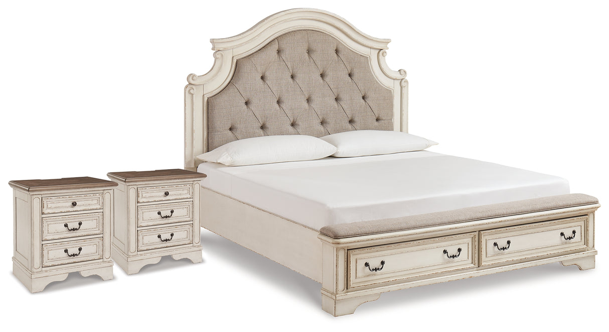 Realyn King Upholstered Bed with 2 Nightstands in Two-tone from Ashley - Luna Furniture