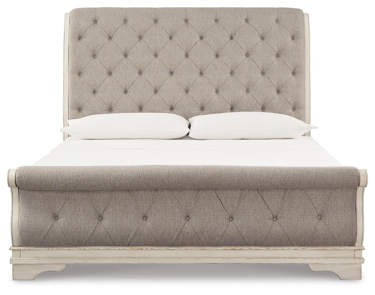 Realyn Chipped WhiteKing Sleigh Bed, Dresser and 2 Nightstands from Ashley Furniture - Luna Furniture