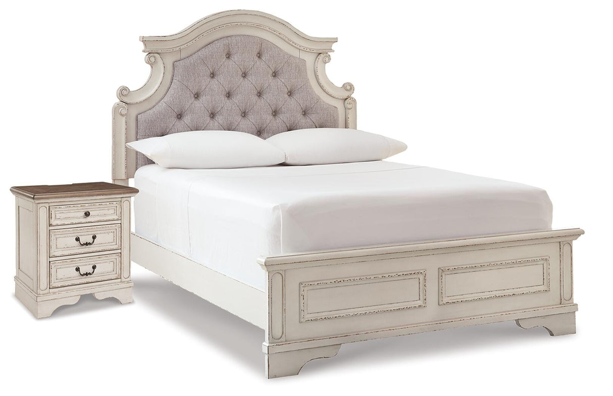 Realyn Chipped White Full Panel Bed and Nightstand from Ashley - Luna Furniture