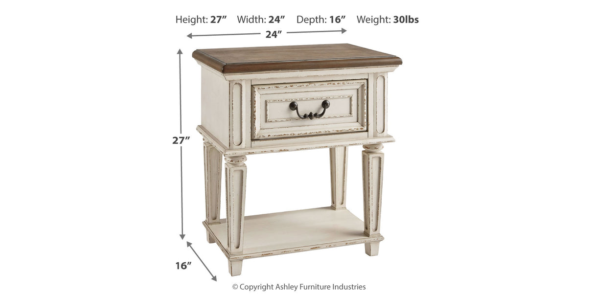 Realyn Two-tone King Panel Bed, Dresser, Mirror and 2 Nightstands from Ashley - Luna Furniture