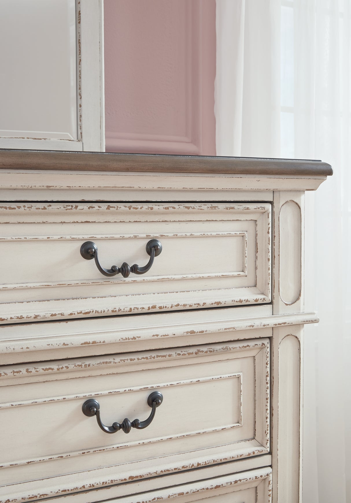 Realyn Chipped White Dresser and Mirror from Ashley Furniture - Luna Furniture
