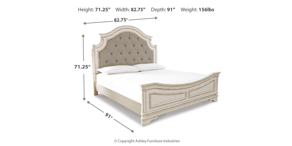 Realyn Chipped White California King Upholstered Panel Bed from Ashley Furniture - Luna Furniture
