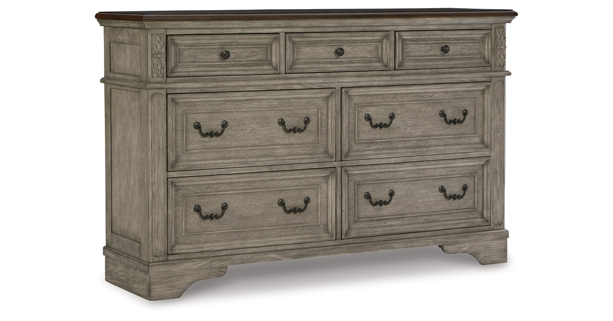 Lodenbay California King Panel Bed with Dresser in Antique Gray from Ashley - Luna Furniture