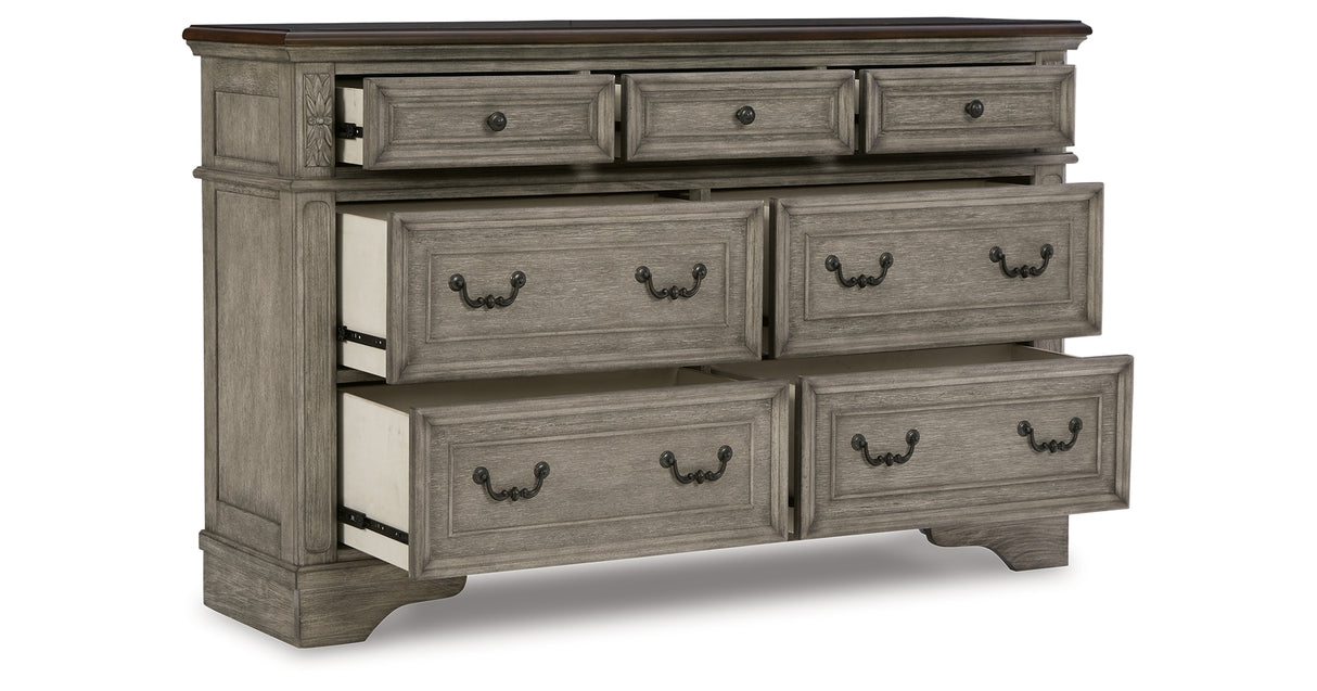 Lodenbay California King Panel Bed with Dresser in Antique Gray from Ashley - Luna Furniture